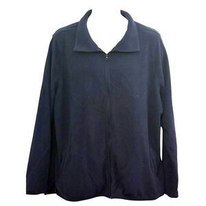 L.L. Bean Navy Blue Fleece Button Zip Up Up Shirt. Size 2X